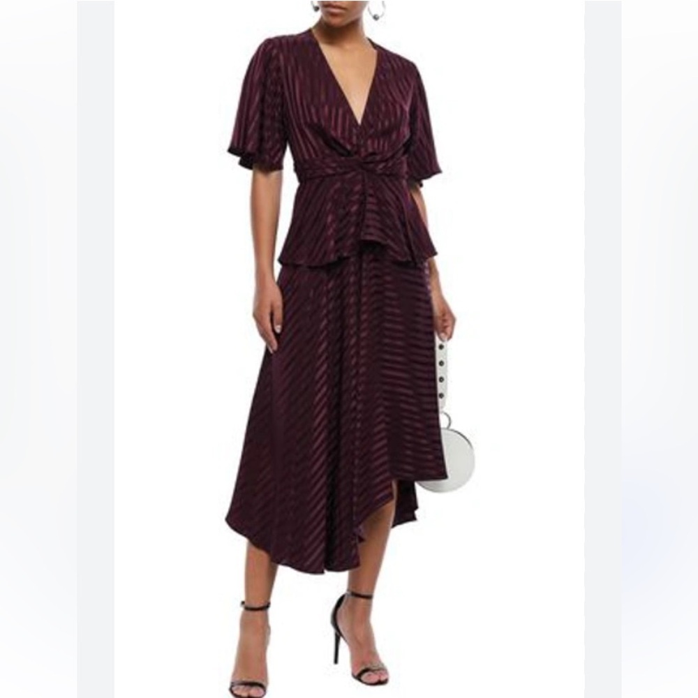 A.L.C Woman Avi Twist-front Silk-jacquard Peplum